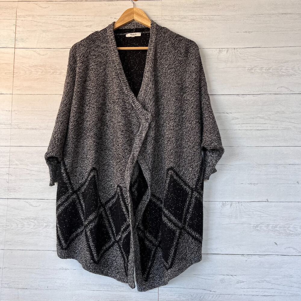 Madewell Cardigan Womens Size XS/S Gray & Black All Angels Batwing Open Front